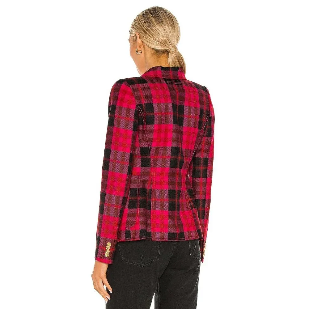 Smythe Patch Pocket Duchess Blazer in Pink Tartan - Picture 3 of 8